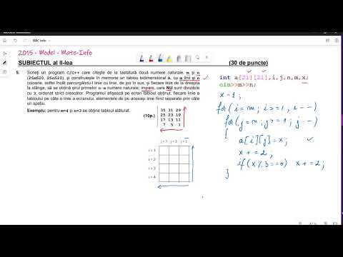 C++:  Generare matrice - Bac 2015, model, simulare