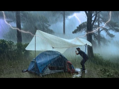 A Night of Chaos ⛈️ Storm After Storm - Heavy Rain Camping in Severe Thunderstorms