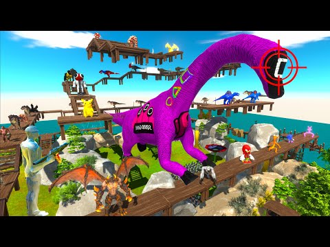 Around BRACHIOSAURUS SQUID GAME DEADLY Parkour ZIGZAG STAIRS - ARBS