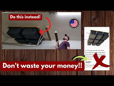 CHEAPEST option for Garage Ceiling Tote Storage Rails!!