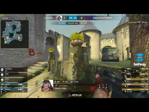 Liquid vs mousesports. STYKO quad kill to secure the round Cbble. ESG Tour Mykonos 2017