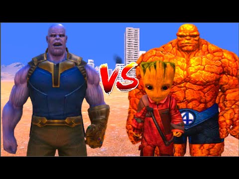 100 Thanos vs 1000 Baby Groot and 1000 Ben Grimm (Marvel vs Marvel)