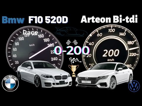 Vw Arteon 2.0 Bi-Tdi 240 Hp VS Bmw F10 520d 190 Hp 0 -200 Speed test hız testi acceleration review