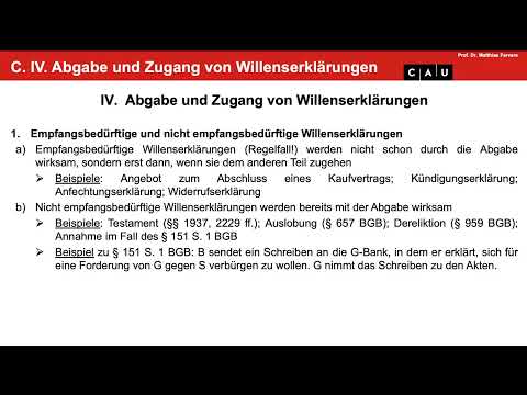 BGB AT – Folge 06 (Abgabe und Zugang von Willenserklärungen)