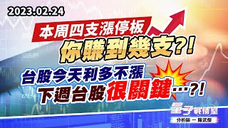 【量子戰情室】#陳武傑 0224 本周四支漲停板，你賺到幾支?!台股今天利多不漲，下週台股很關鍵…?! (圖)