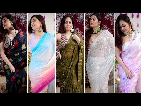Amazon Festive Saree With Designer Blouses Haul | Saree TRENDs for this Festive Season | Alia Bhatt