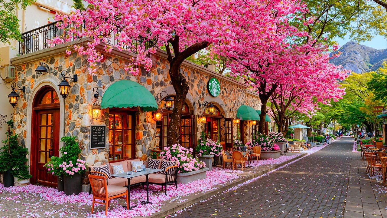 【3月の新曲】スタバBGM  広告なし🌸 桜舞う街角と甘いジャズピアノ | 集中力・作業用 | 夢中になれる、魔法の春空間。spring starbucks coffee shop jazz