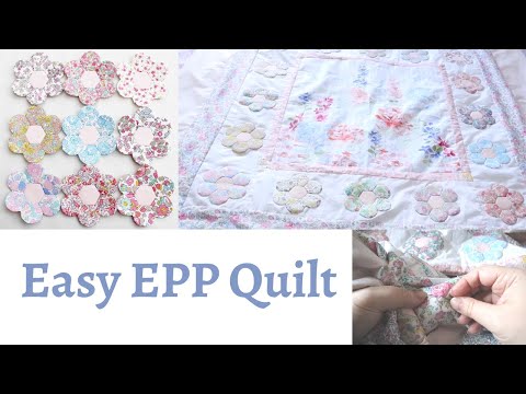 Simple English Paper Pieced Hex Petal Quilt Using Hexiform
