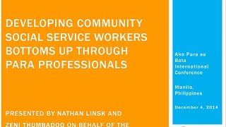 Webinar 18 Developing Community Social Service Workers