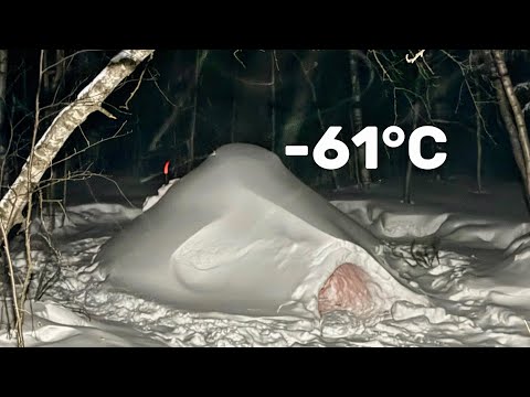 2 Days Solo WINTER CAMPING in the Mountains | IGLOO Shelter & Wood Stove in Deep Snow