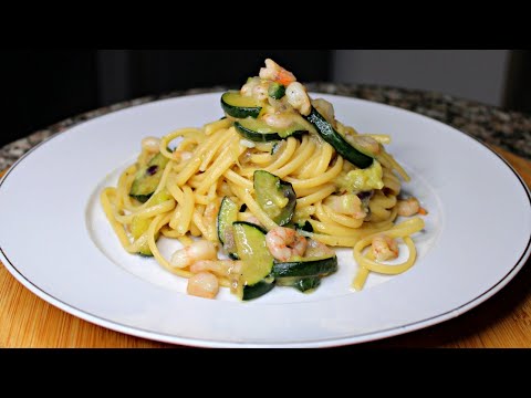 Pasta with Frozen Shelled Prawns and Courgettes 😍 Quick and Easy Recipe!