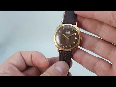 c1965 Oris Super 17 jewel men's vintage watch with chocolate brown dial.