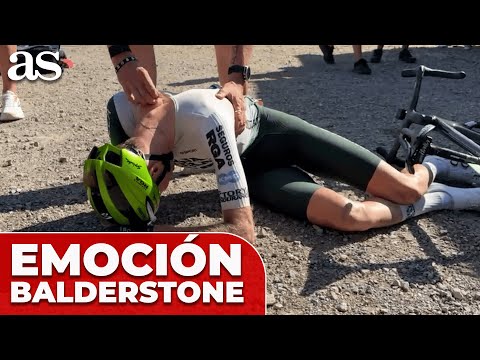 ABEL BALDERSTONE, EXHAUSTO y MUY EMOCIONADO, al terminar la ETAPA 13 de LA VUELTA ESPAÑA 2025