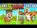 I Survived 100 Days As A TIGER In Minecraft