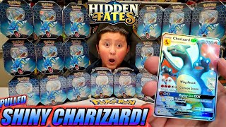 I PULLED SHINY CHARIZARD!! OUR BIGGEST POKEMON CARDS OPENING EVER!! NEW HIDDEN FATES HAUL UNBOXING!