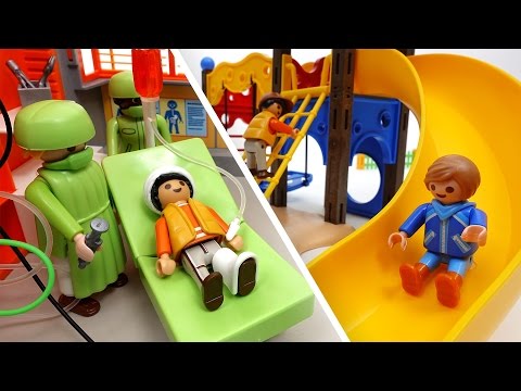 Be Careful on The Playground~! PLAYMOBIL Playground & Hospital Toys Play