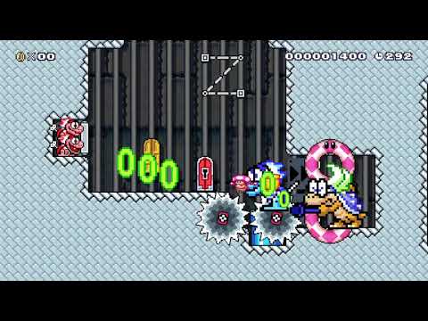 Mecha-Spin-Jump Castle by W. Wiggler [Super Mario Maker 2]