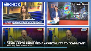 DZMM / PRTV Prime Media - Continuity to Kabayan [24-SEP-2025]