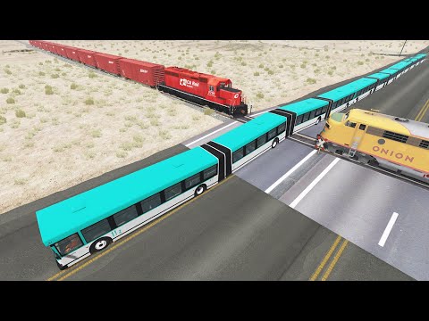 Long Articulated Bus Accident on Rail #33 - Beamng.Drive | Dancing Cars