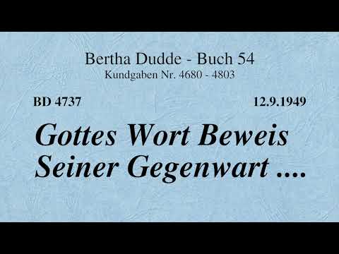 BD 4737 - GOTTES WORT BEWEIS SEINER GEGENWART ....