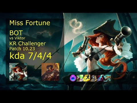 Miss Fortune ADC vs Viktor - KR Challenger 7/4/4 Patch 10.23 Gameplay // [롤] 미스 포츈 vs 빅토르