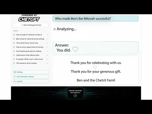 ChetGPT: Ben's Animated Bar Mitzvah Thank You | The Montage Maven