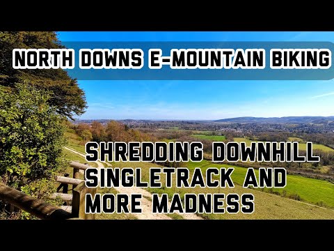 Shredding Ranmore Common land on the North Downs.  Mountain biking wild riding by an old man.