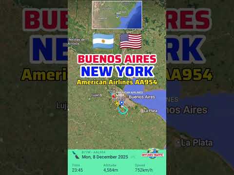 Buenos Aires to New York Flight Route | 🇦🇷➡️🇺🇸 | American Airlines AA954 | Boeing 777-323ER 