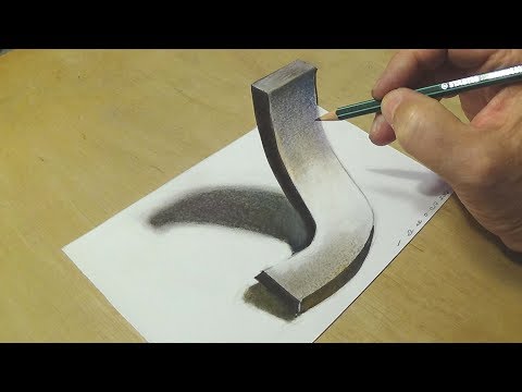 3d Letter J - Trick Art With Charcoal Pencil