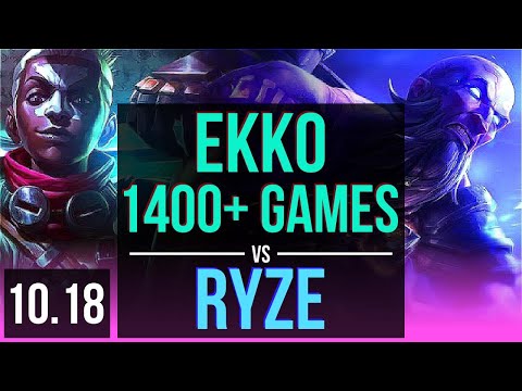 EKKO vs RYZE (MID) | 2.1M mastery points, 1400+ games, 2 early solo kills | NA Diamond | v10.18