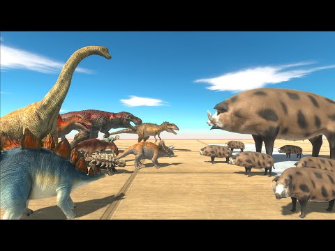 Genocide of Wild Boars with the alliance of dinosaurs - Animal Revolt Battle Simulator