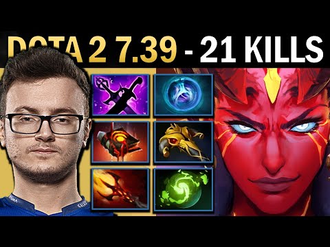 Queen of Pain Gameplay Miracle with 21 Kills and Refresher - Dota 7.39