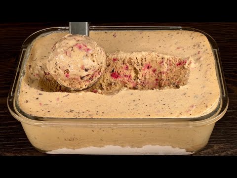 Great coffee ice cream with raspberries! Disappears in 5 minutes!
