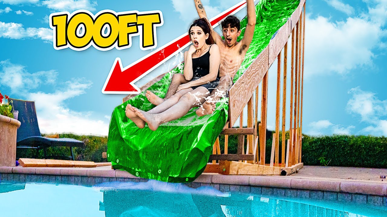 We Built The BIGGEST Backyard Water Slide EVER! World Record