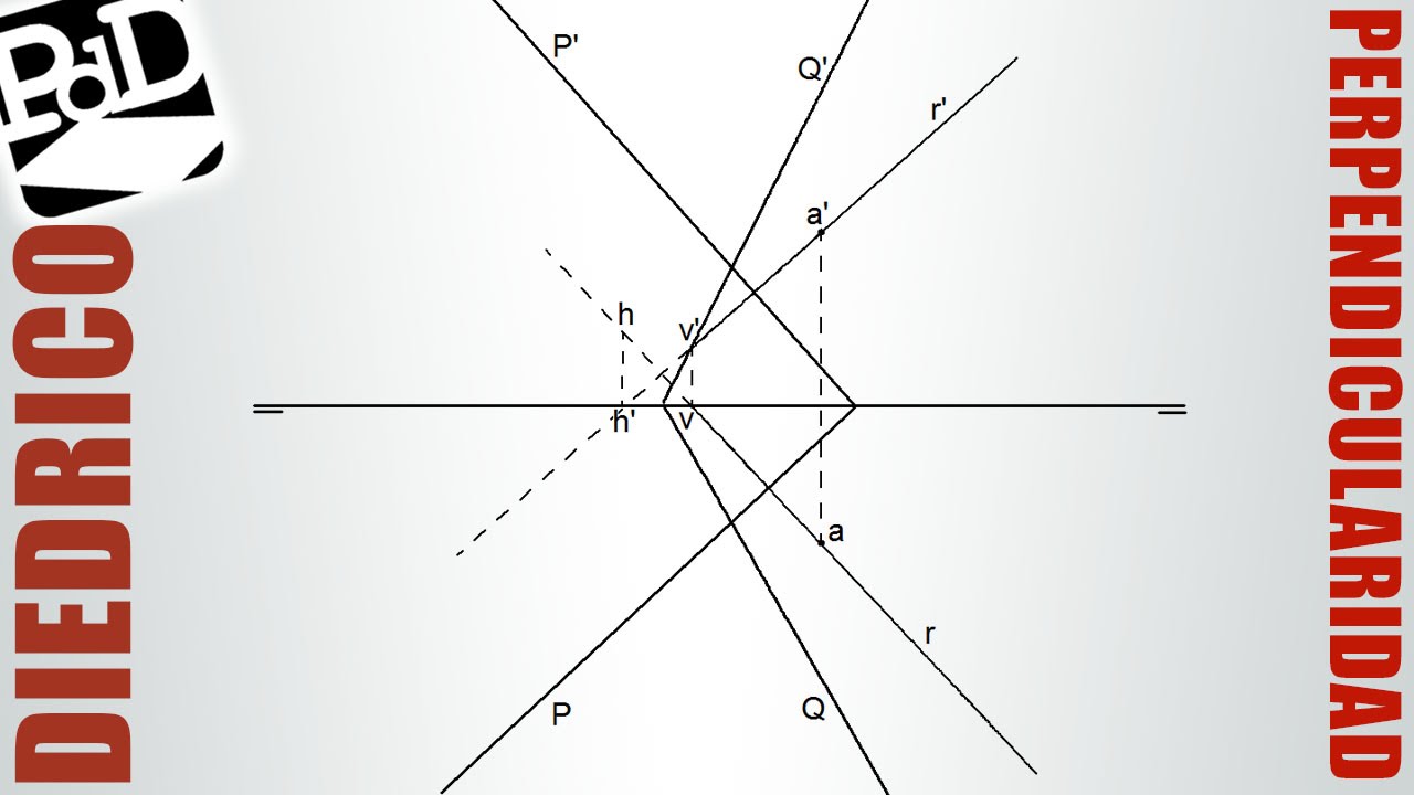 Plano perpendicular a otro, conteniendo un punto (Sistema Diédrico).