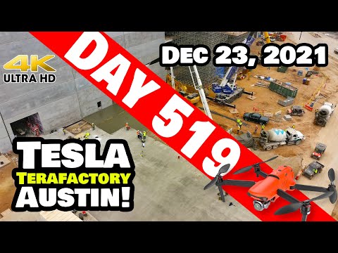 Tesla Gigafactory Austin 4K  Day 519 - 12/23/21 - Tesla Terafactory - GIGA TEXAS NOT SLOWING DOWN!