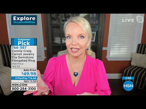 Connie Craig Carroll Jewelry Ella Gemstone Elongated Ham...