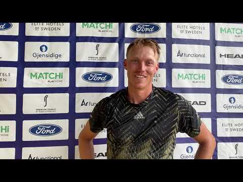 Filip Bergevi efter kvartsfinalsegern i Ström & Gulliksson Malmö Open