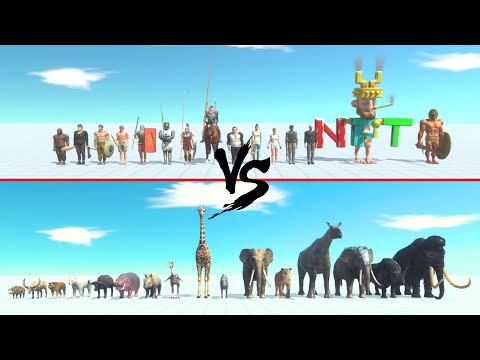 All Humans Team Vs All Mammals Team ARBS | Animal Revolt Battle Simulator