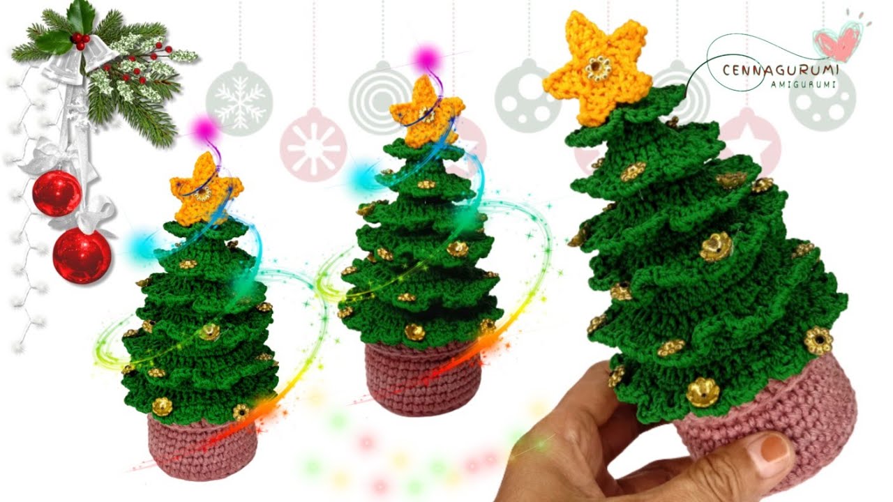 Crochet Christmas Tree  in a Pot || An Easy Crochet Christmas Tree Tutorial || @cennagurumi