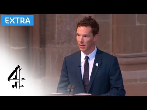 Benedict Cumberbatch reads the poem 'Richard' at the Richard III reburial service | Channel 4
