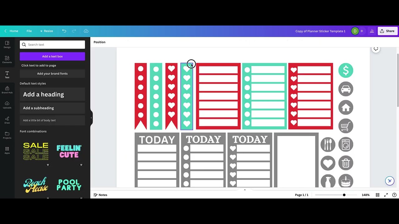 Editable Planner Stickers - How to edit Canva Template