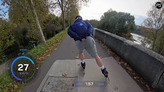 Pascal Briand skating on the Toulouse lake road