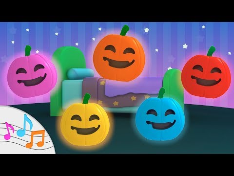 🎃 Pumpkin song! 🎃 Five little jumping on the bed | Nursery rhymes for kids