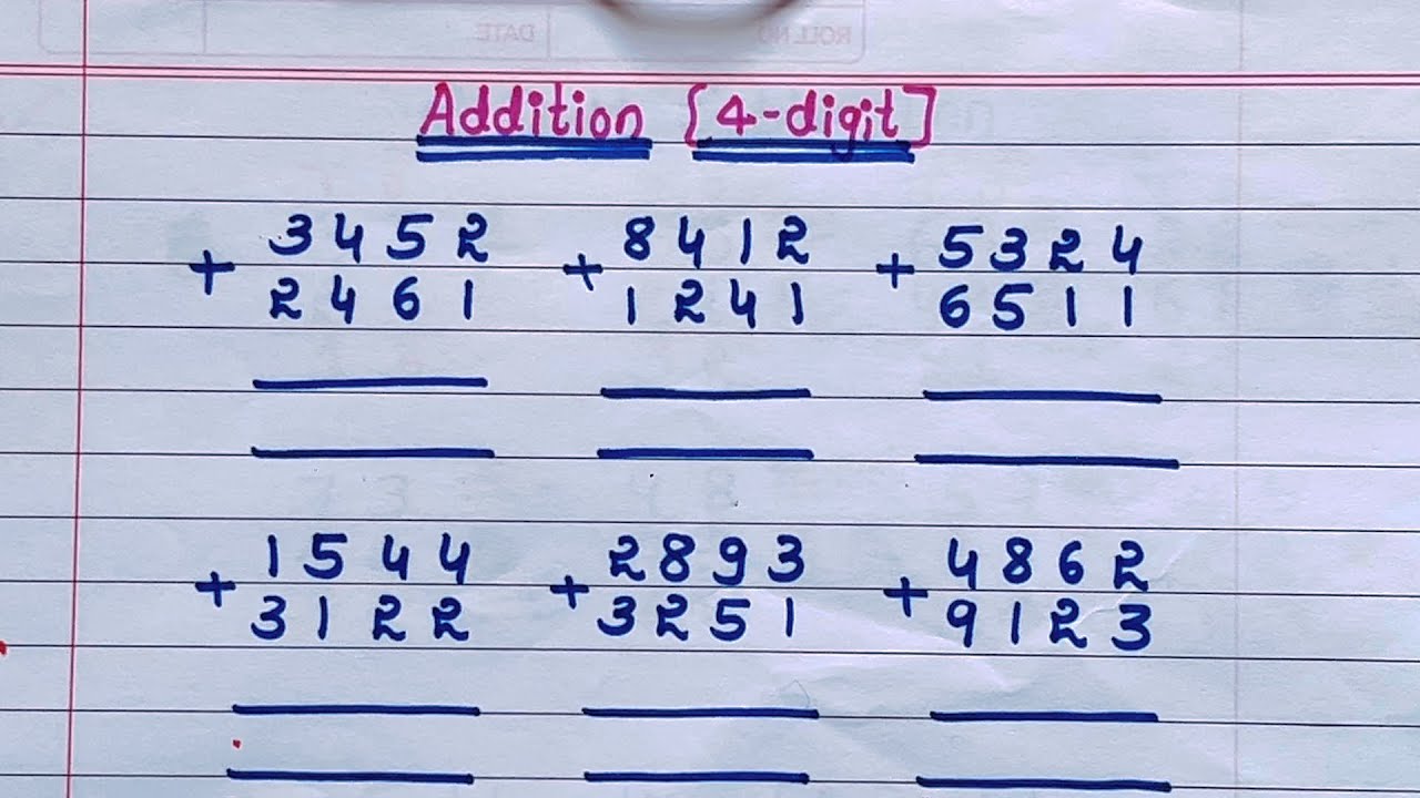 4 digit Addition | Addition worksheet | #addition 
