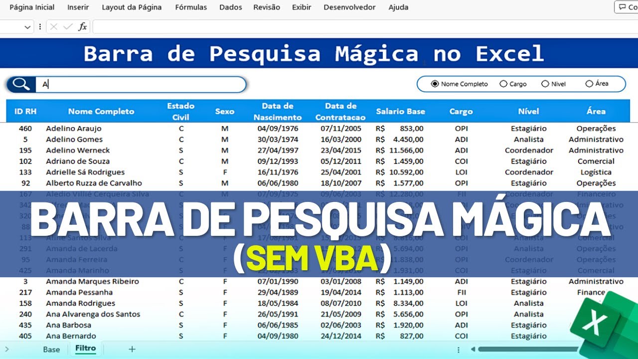 Barra de Pesquisa Mágica no Excel que você NUNCA viu | FILTRO AVANÇADO NO EXCEL