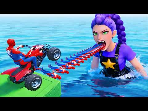 SPIDER-MAN against fail Superhero funny moments on Rainbow Spider Bridge l GTA 5 Epic Superheroes