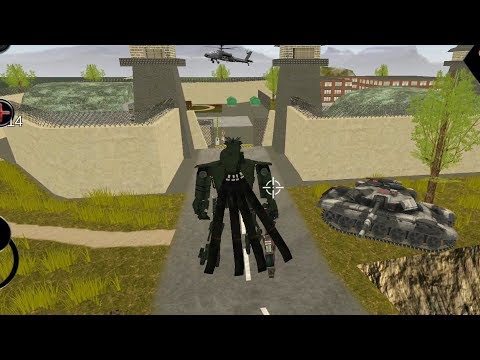 Robot Shark (Helicopter Robot Fight on Army Base) Helicopter Robot Destroy Army Helicopter - HD