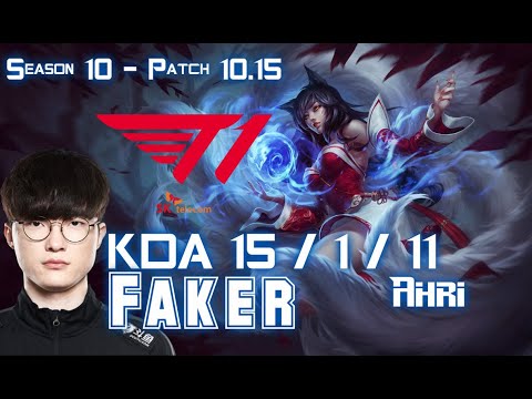T1 Faker AHRI vs AZIR Mid - Patch 10.15 KR Ranked