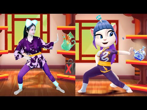 Imitate Angela To Practice Martial Arts With Vase - My Talking Angela 2 New Update In The Real Life